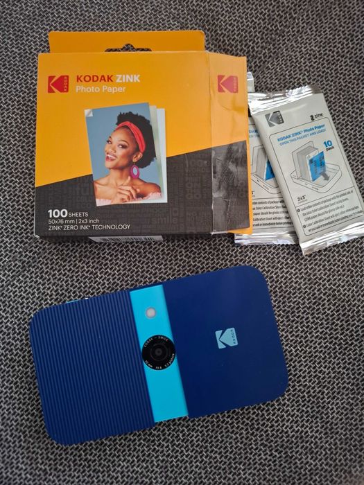 Фотоапарат за принтиране на моментни снимки - Kodak Smile Camera (син)