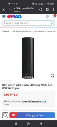 HDD extern ,WD Elementes Desktop 18 TB