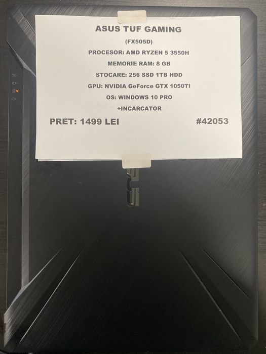 ASUS TUF AMD 5-3550H 8GB ram, 256GB SSD 1 TB HDD Nvidia 1050TI#42053
