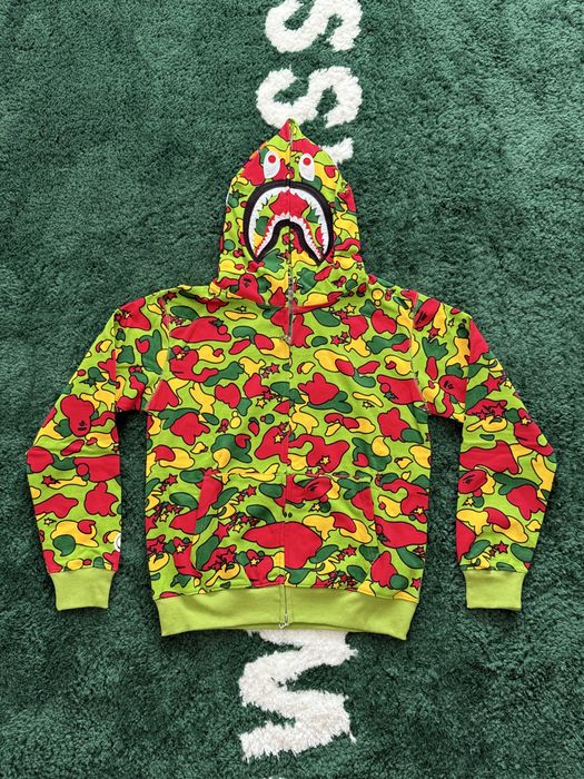 Hanorac Bape Shark Verde - Rosu L, XL - Zip Up Camo Hoodie
