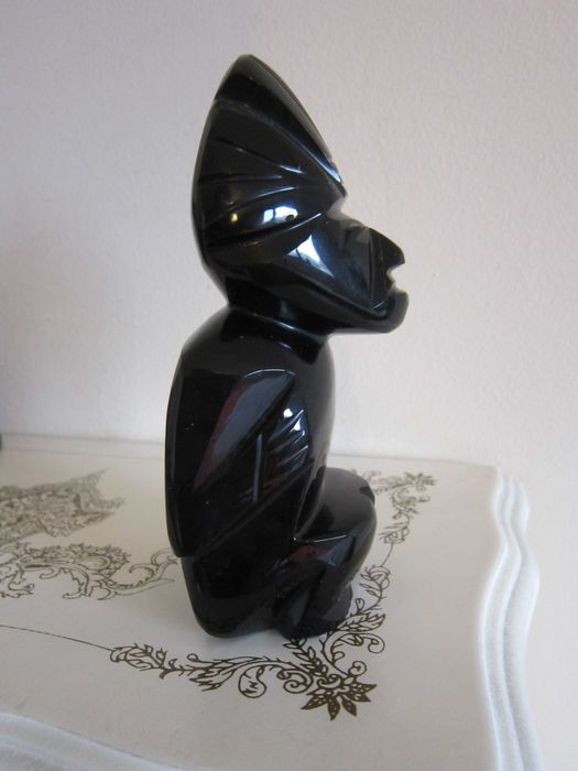 cadou rar Totem Maya Aztec Obsidian auriu vintage America de Sud 1950