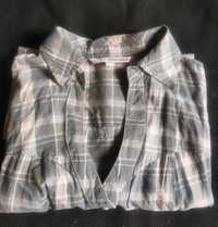 Младежка риза с къс ръкав, размер S-M, сиво и розово