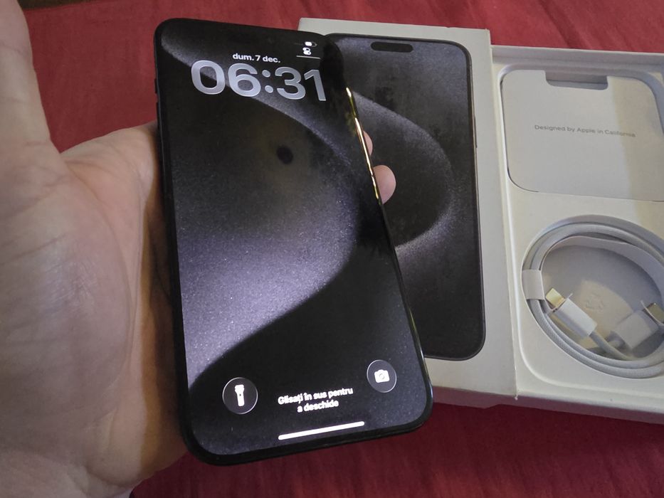 -Iphone 15Pro Max, ca Nou, 256Gb, 8Ram, Black Titanium, ireprosabil, b