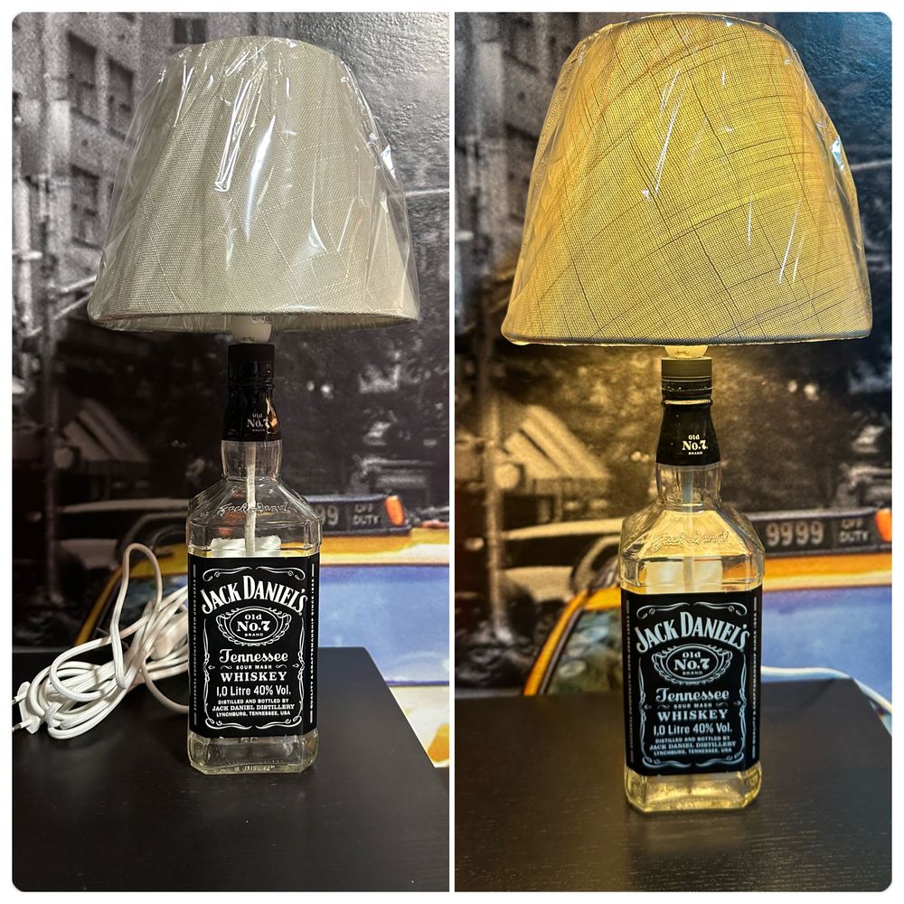 Veioza jack daniels vintage led abajur lampa birou handmade idei cadou