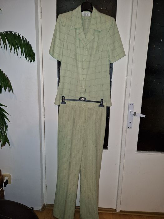 Set vintage cămașă + pantaloni verde deschis Revival Style