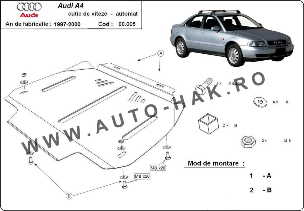 Scut metalic pentru cutia de viteze automata Audi A4 B5 1995-2000