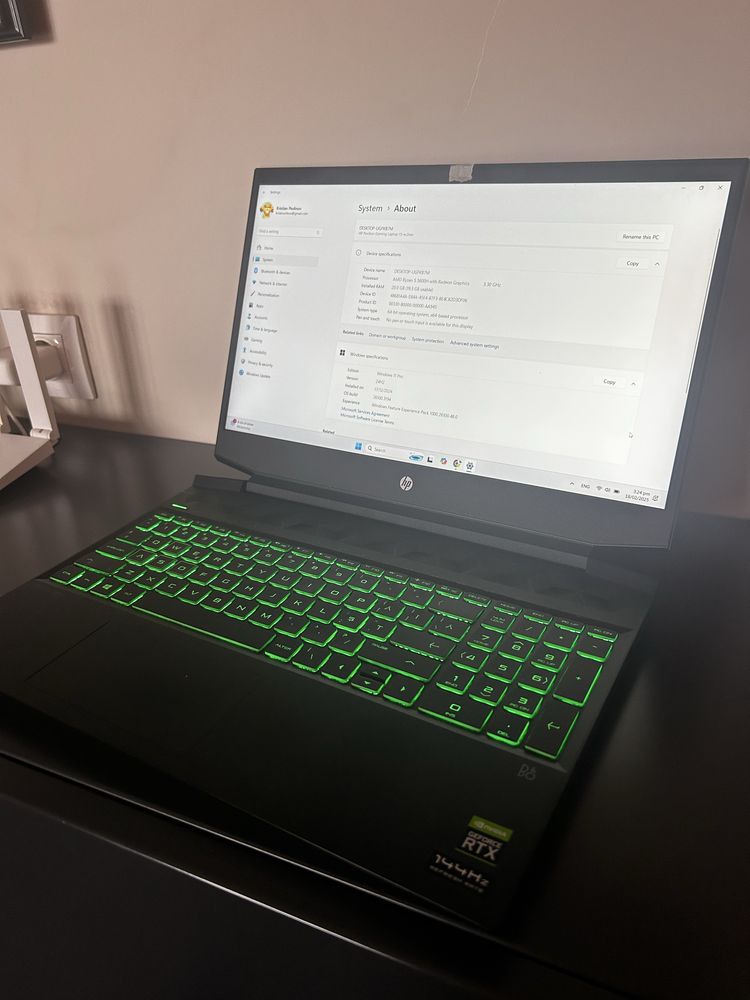 HP Pavilion 15-ec2015nq (RTX3050, Ryzen5600, 20GB RAM)