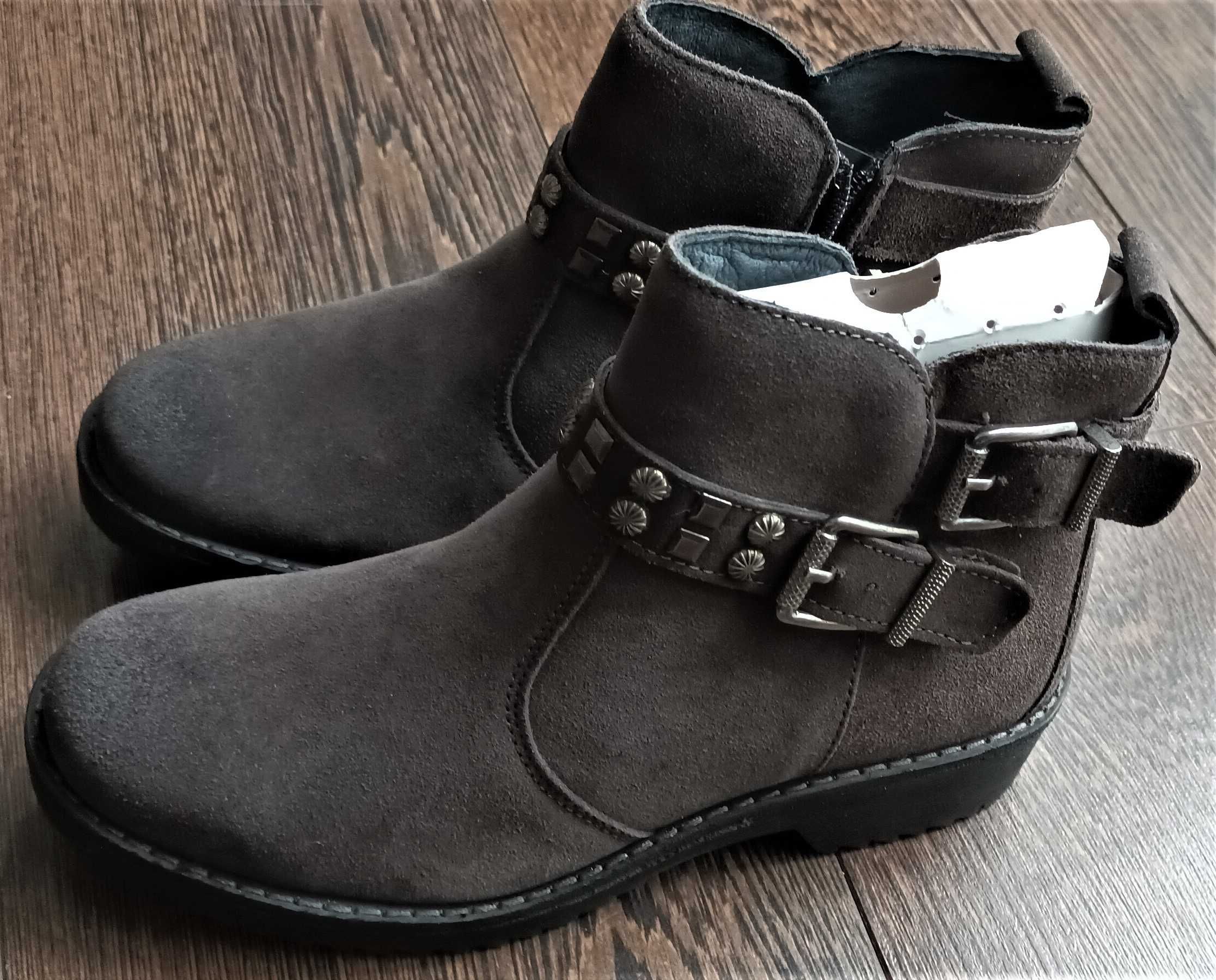 Botine IGI&CO din piele cu catarame si tinte, maro, marimea 35