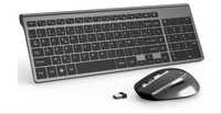 Tastatura si mouse wireless AZERTY, silentioasa, pentru pc, laptop, tv