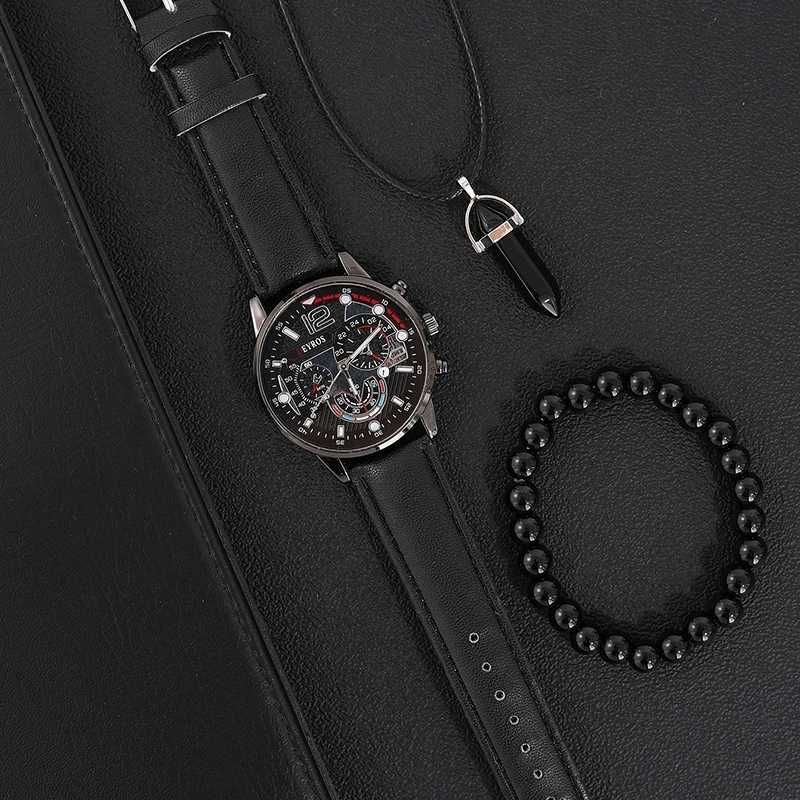 Set ceas+brățară+colier cu cristal vindecător Reiki. Negru Obsidian.
