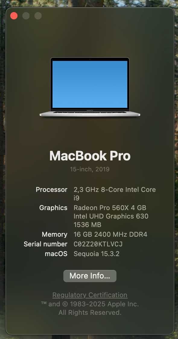 MacBook Pro 15'' (2019) i9