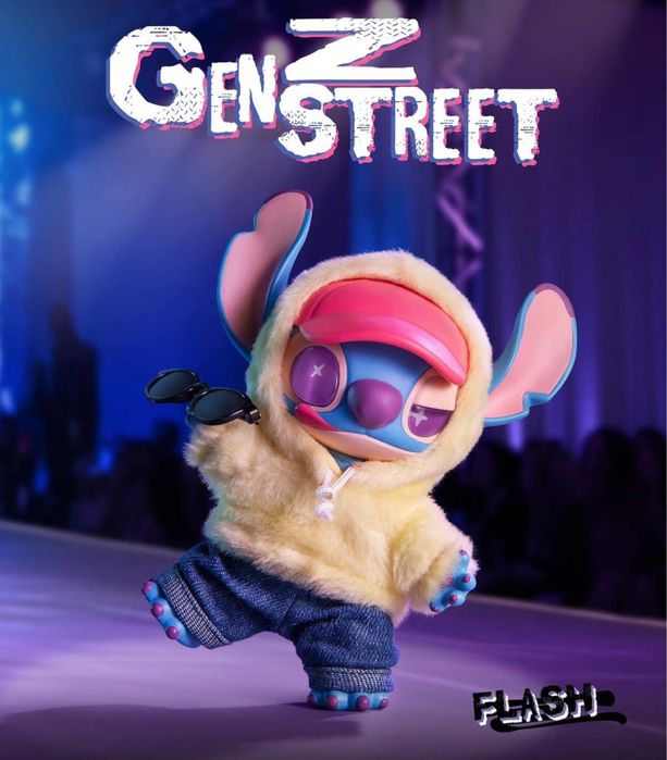 Stitch Gen Z Street Miniso Labubu фигурка 17см, Стич Лабубу ген З