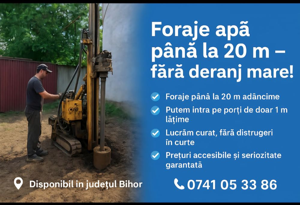Execut foraje puțuri apa.