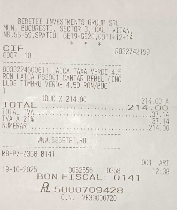 Cântar de bebelusi LAICA nou cu garantie