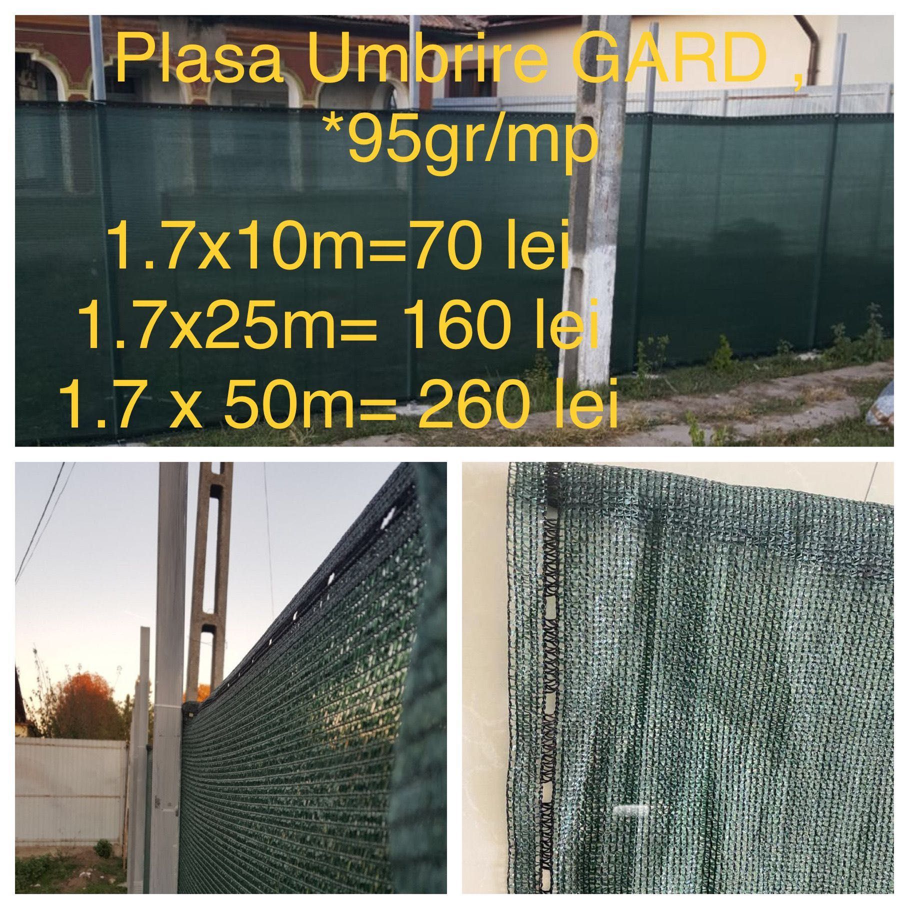 PLASA PROTECTIE ANTIVANT/Împrejmuire/Umbrire,Ochiuri Prindere,GARANTIE