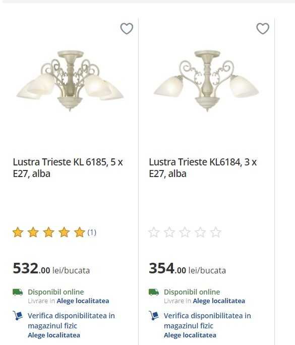 Doua lustre apropape noi 500 lei