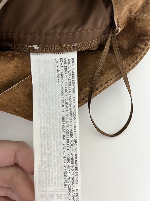 Pantaloni scurti Mango piele intoarsa naturala