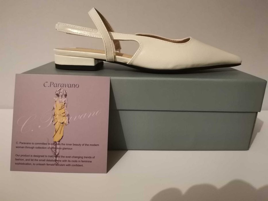 Balerini dama C. Paravano albi, marimile 36.5 si 38.5, noi