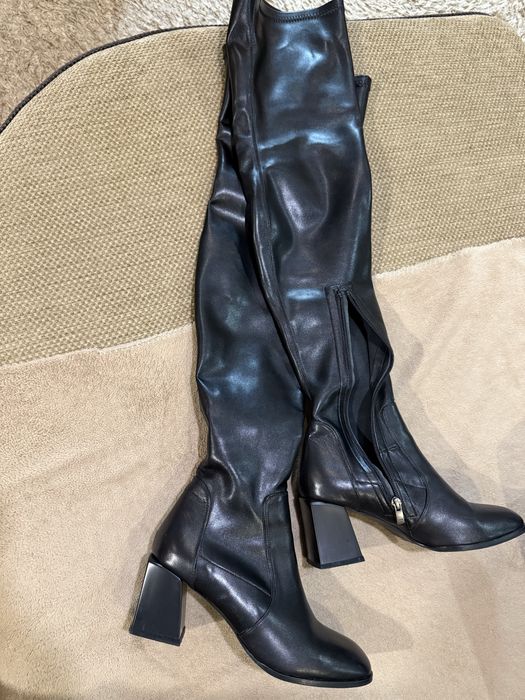 Чизми естественна кожа - 6см височина