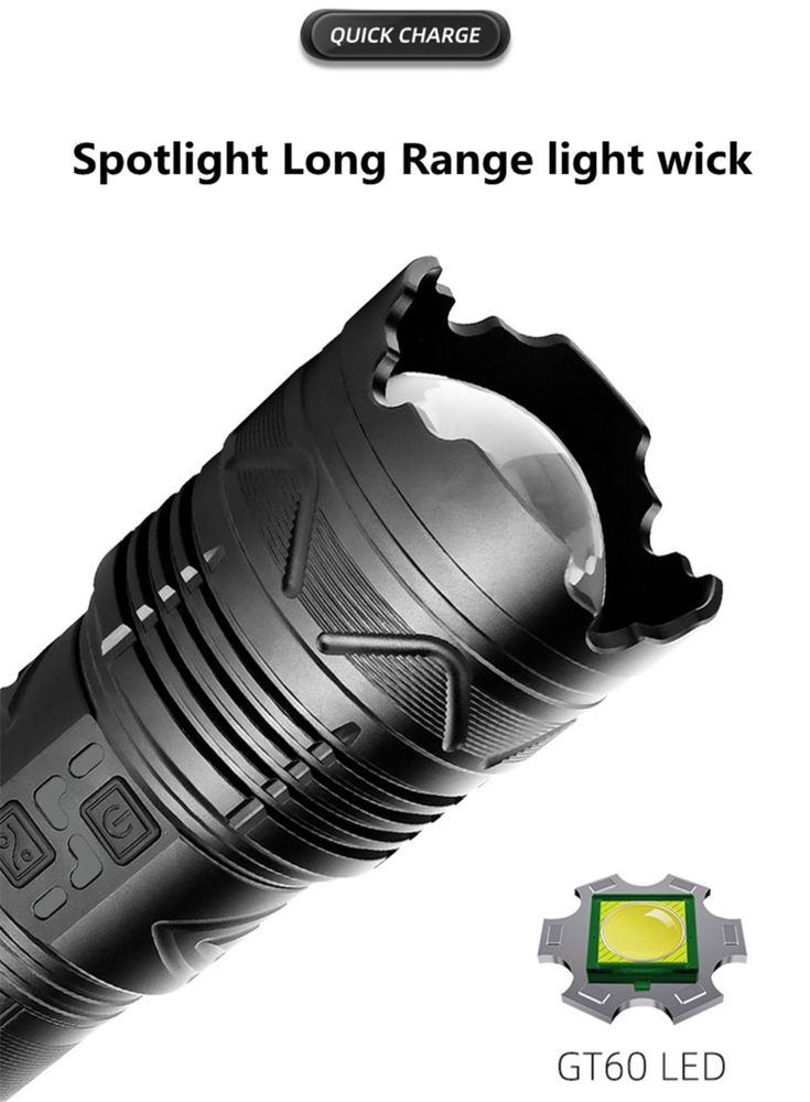 Led lanterna tactica profesionala 10000 lumeni zoom telescopic