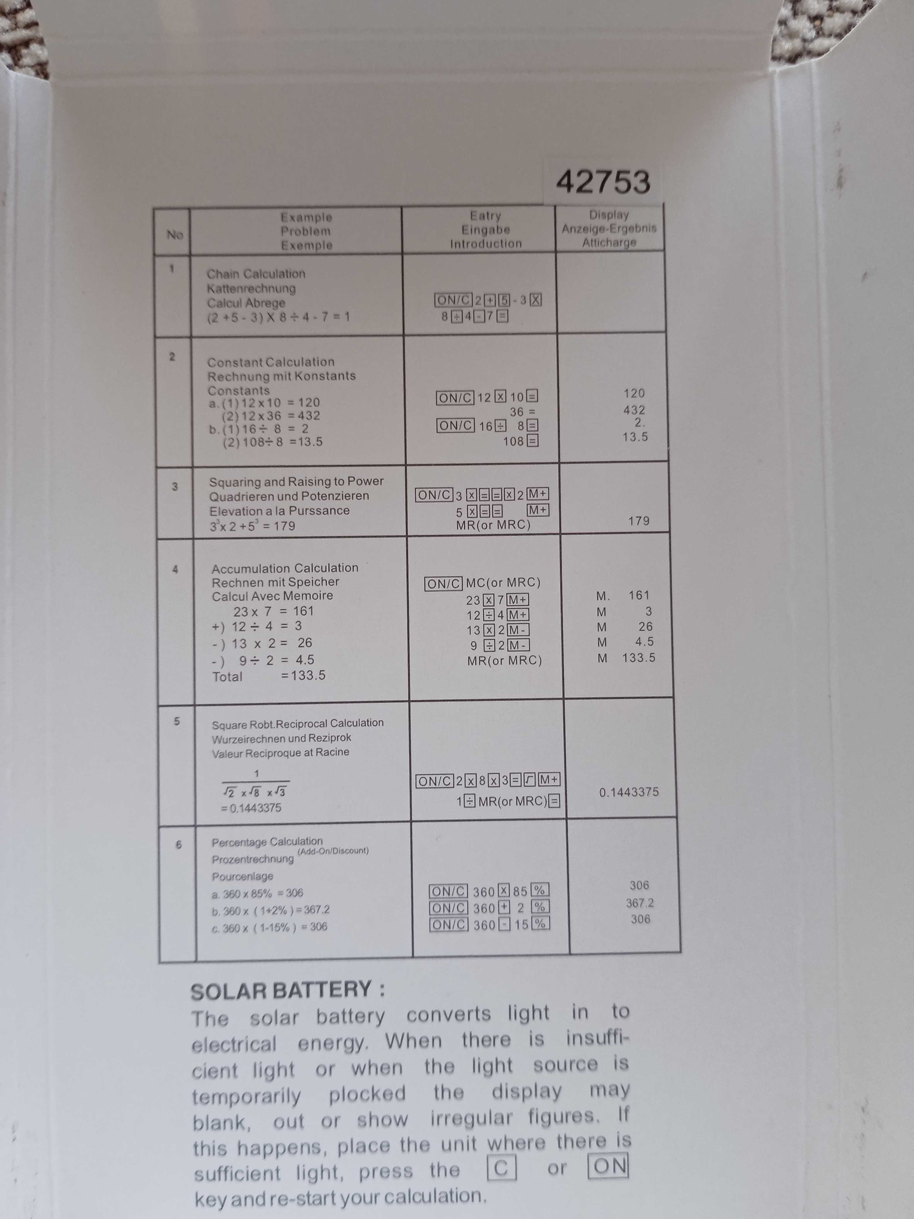 Calculator solar birou/buzunar vechi NOU