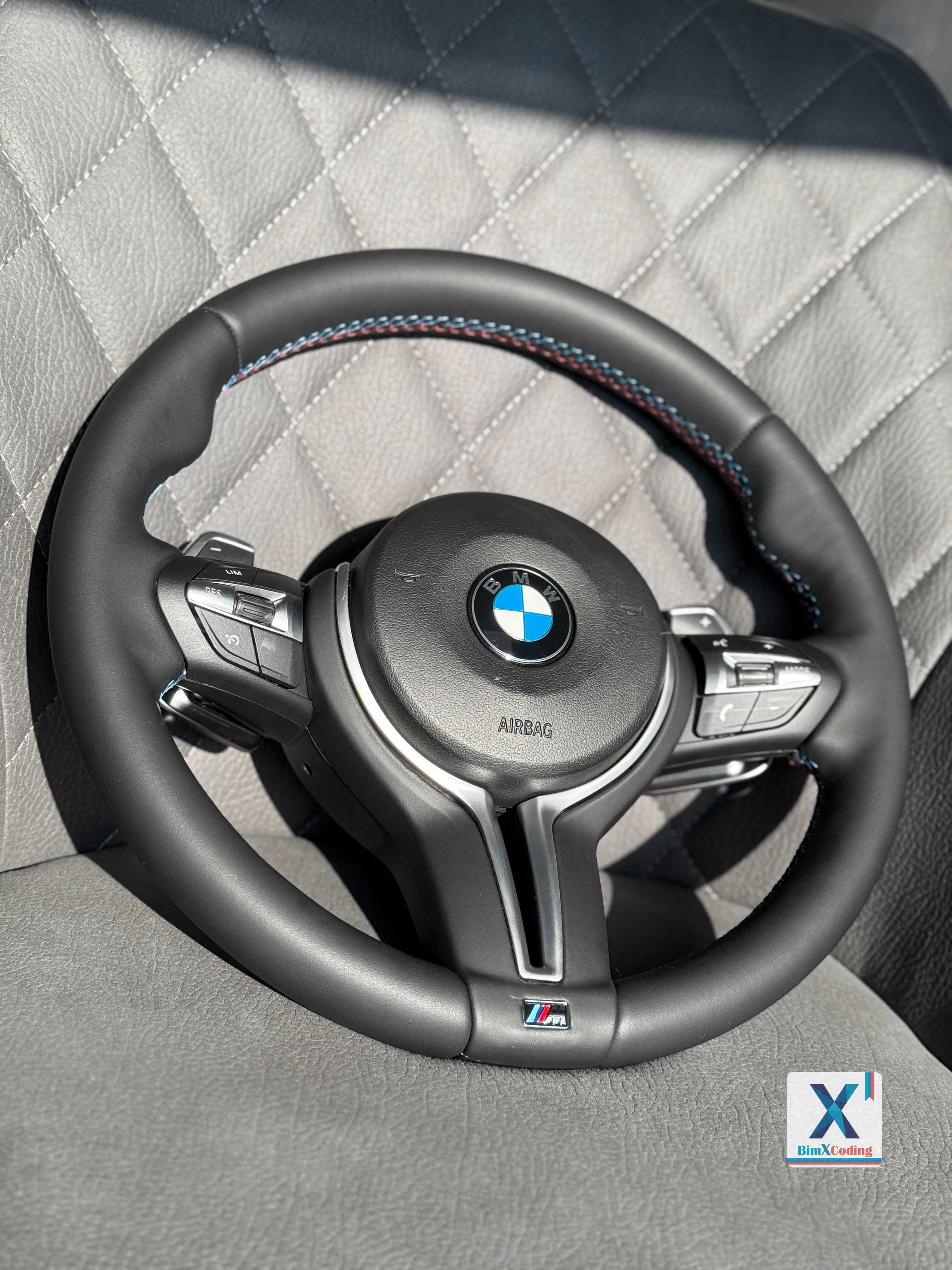 Volan piele BMW M Sport cu padele F20 F2X F30 F3X F15 F16 F25 M2 M3 M4