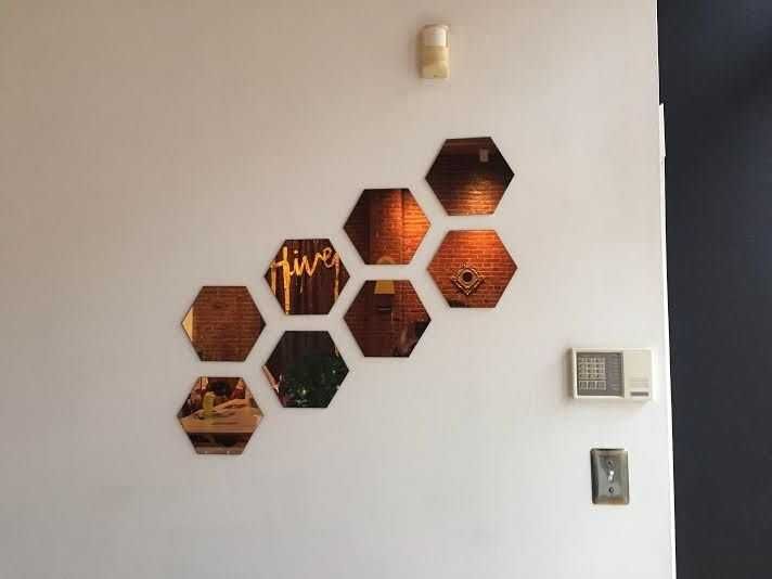 Set Oglinzi Design Hexagon Gold - Oglinzi Decorative 10 bucati/set