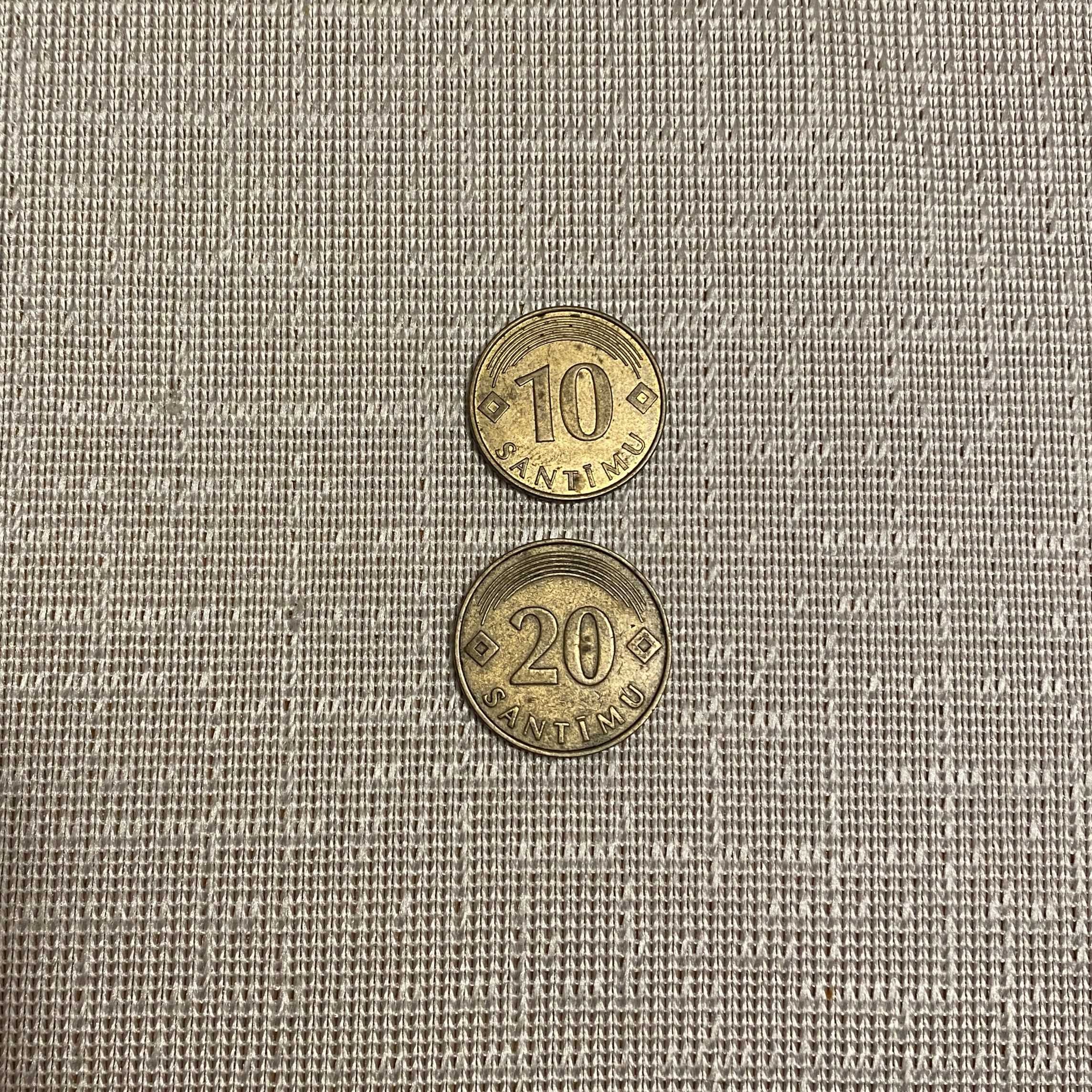 Monede Letonia Santimi 10/2008-20/1992 - 2 buc.
