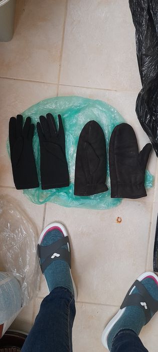 Ръкавици естествена кожа и платнени