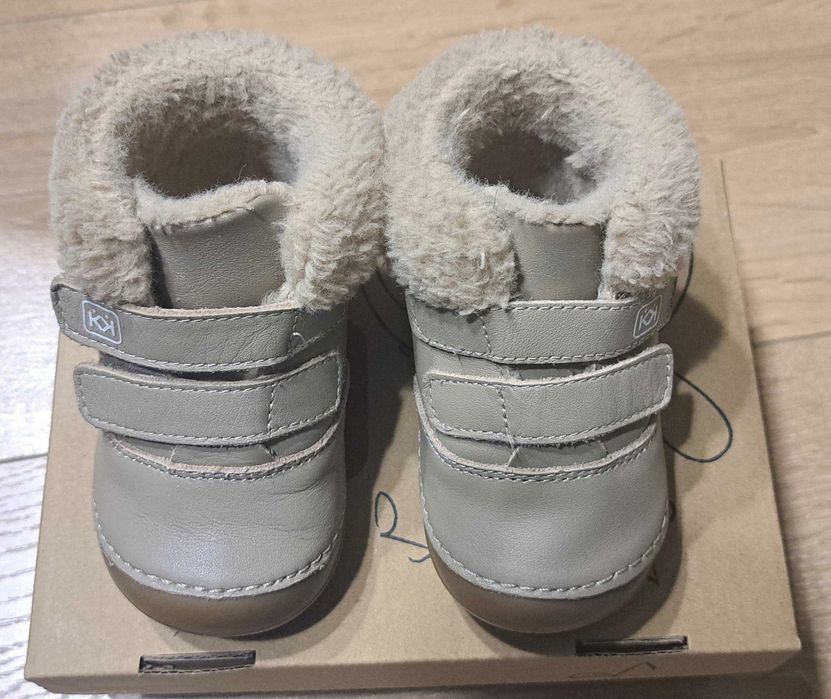 Бебешки боси обувки за уверени стъпки КК в светъл орех / Barefoot