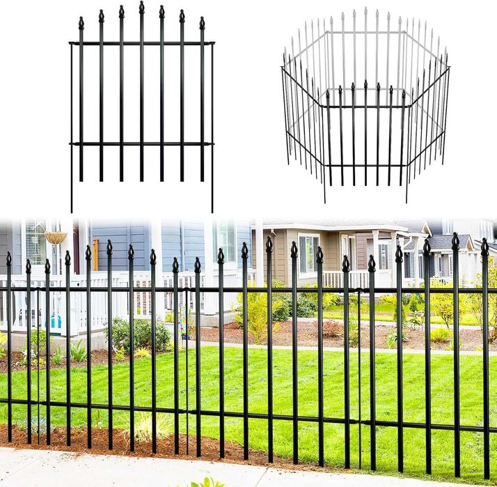 Gard metalic de grădină 91 cm înălțime x 71 cm lățime (5 panouri)