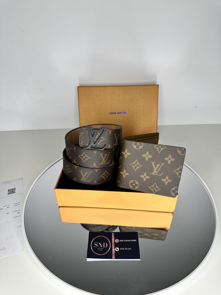 Set Curea + portofel Louis Vuitton piele canvas 100% cutie inclusă