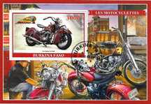 Super timbre colita stampilata Burkina Faso, MOTOCICLETE Harley