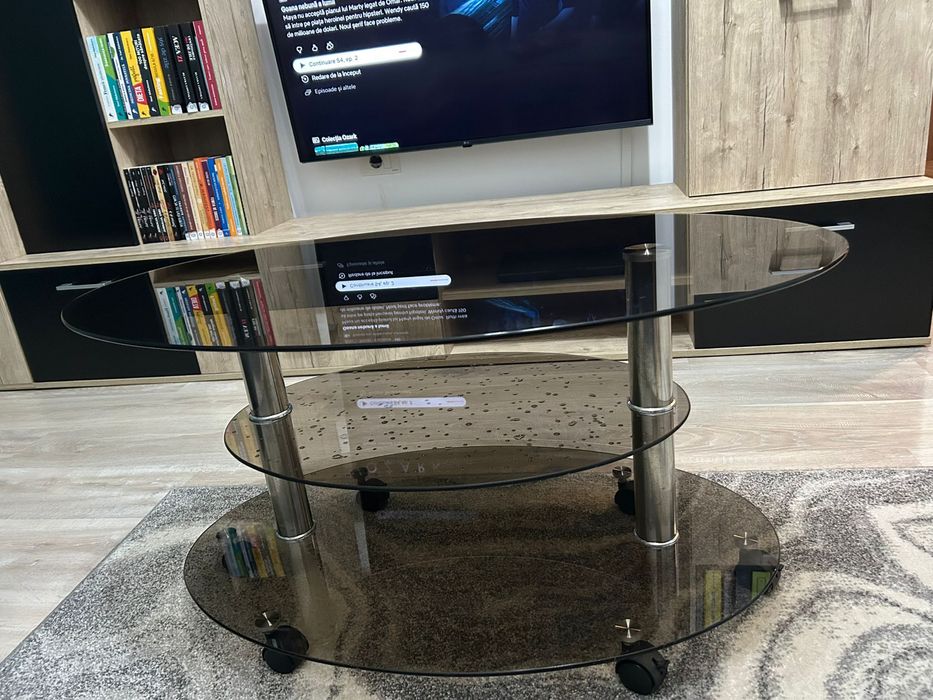 Masuta cafea din sticla TT 243, ovala, fumuriu, 90 x 55 x 44 cm, 2C