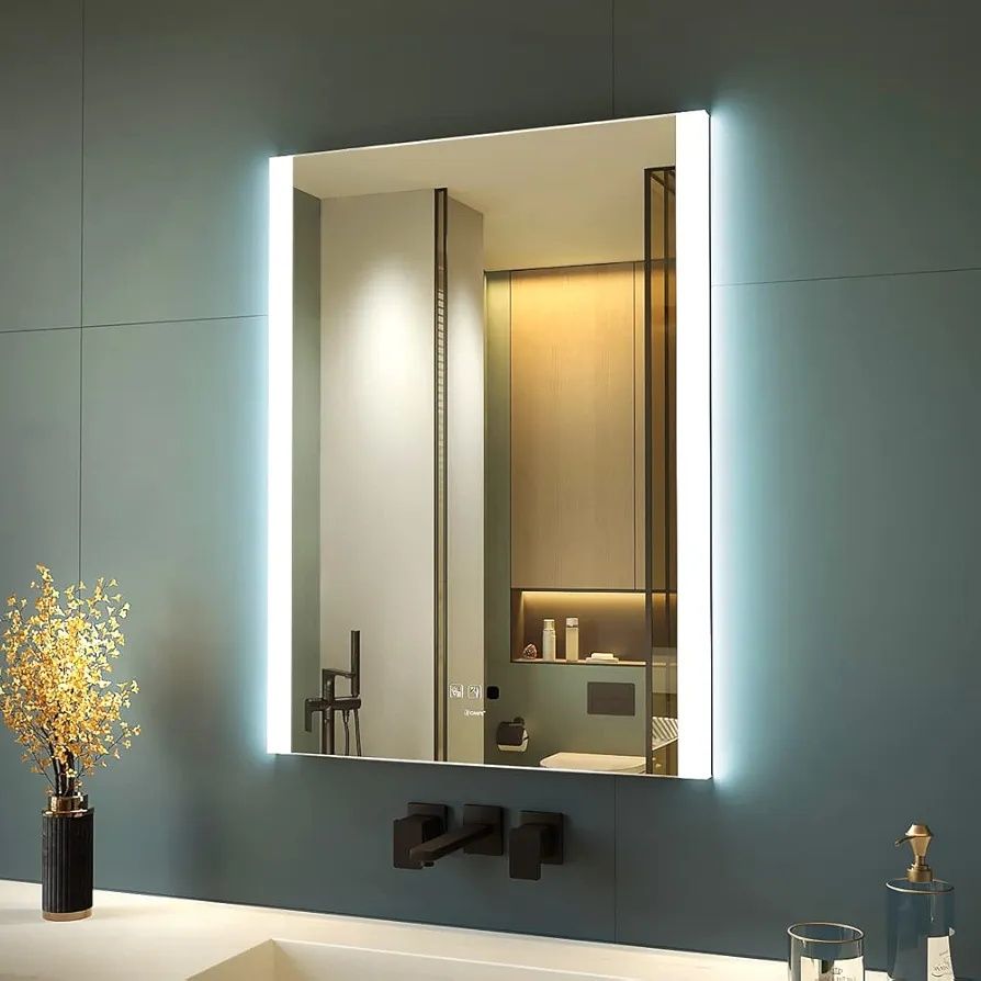 LED огледало за баня 80×60 см с обезпотител, за грим