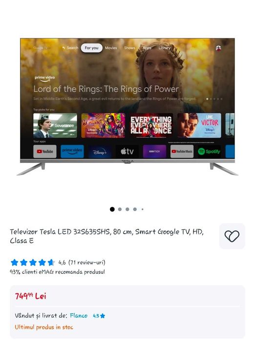 Vând Smart TV Tesla