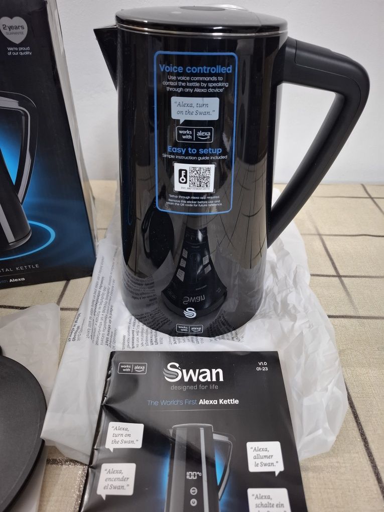 Умна кана Swan Alexa Led сензорен дисплей,1800W,1.5л,инокс