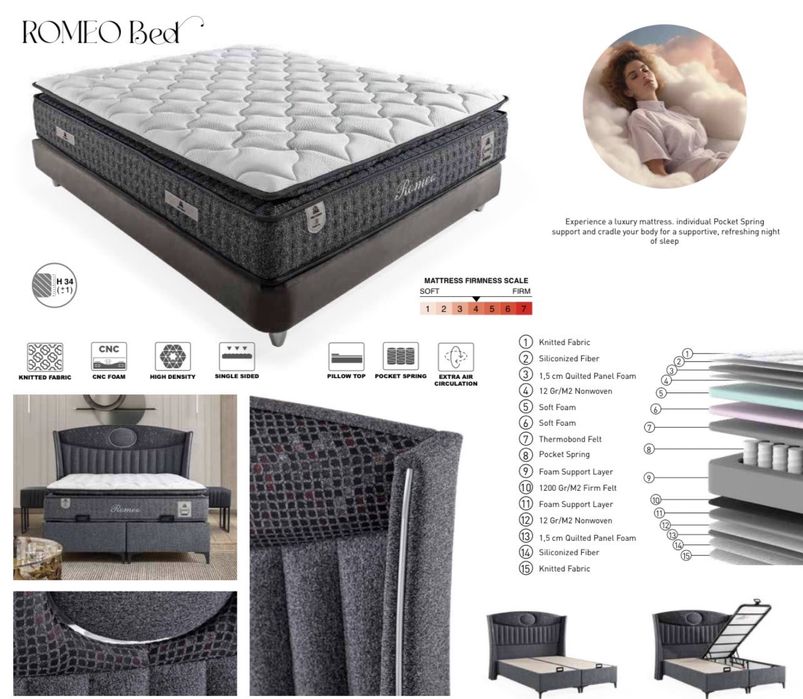 Тапицирана спалня Romeo Peru 520 Grey