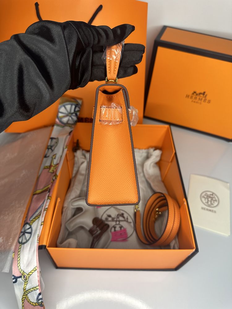 Geanta de lux HERMES Kelly mini 19 20 cm piele naturala 100% cadou