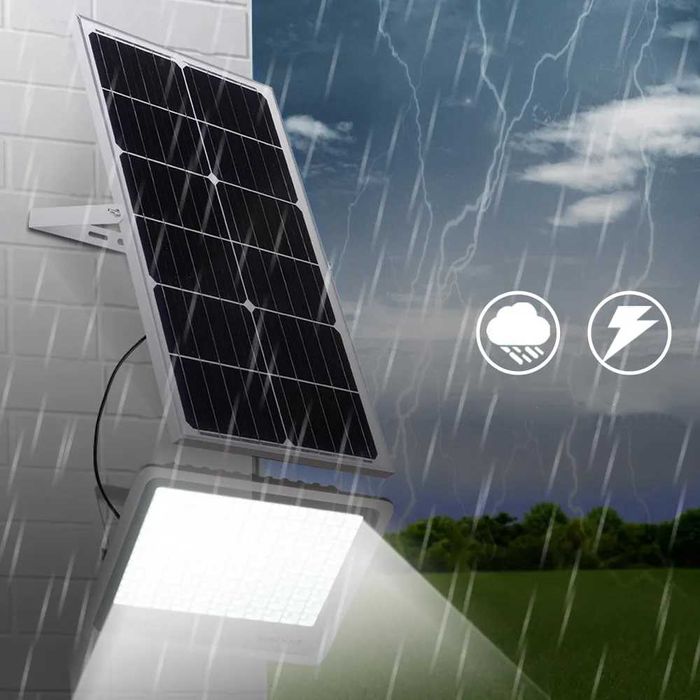 Proiector LED cu panou solar, 99 LED, telecomanda, 300W