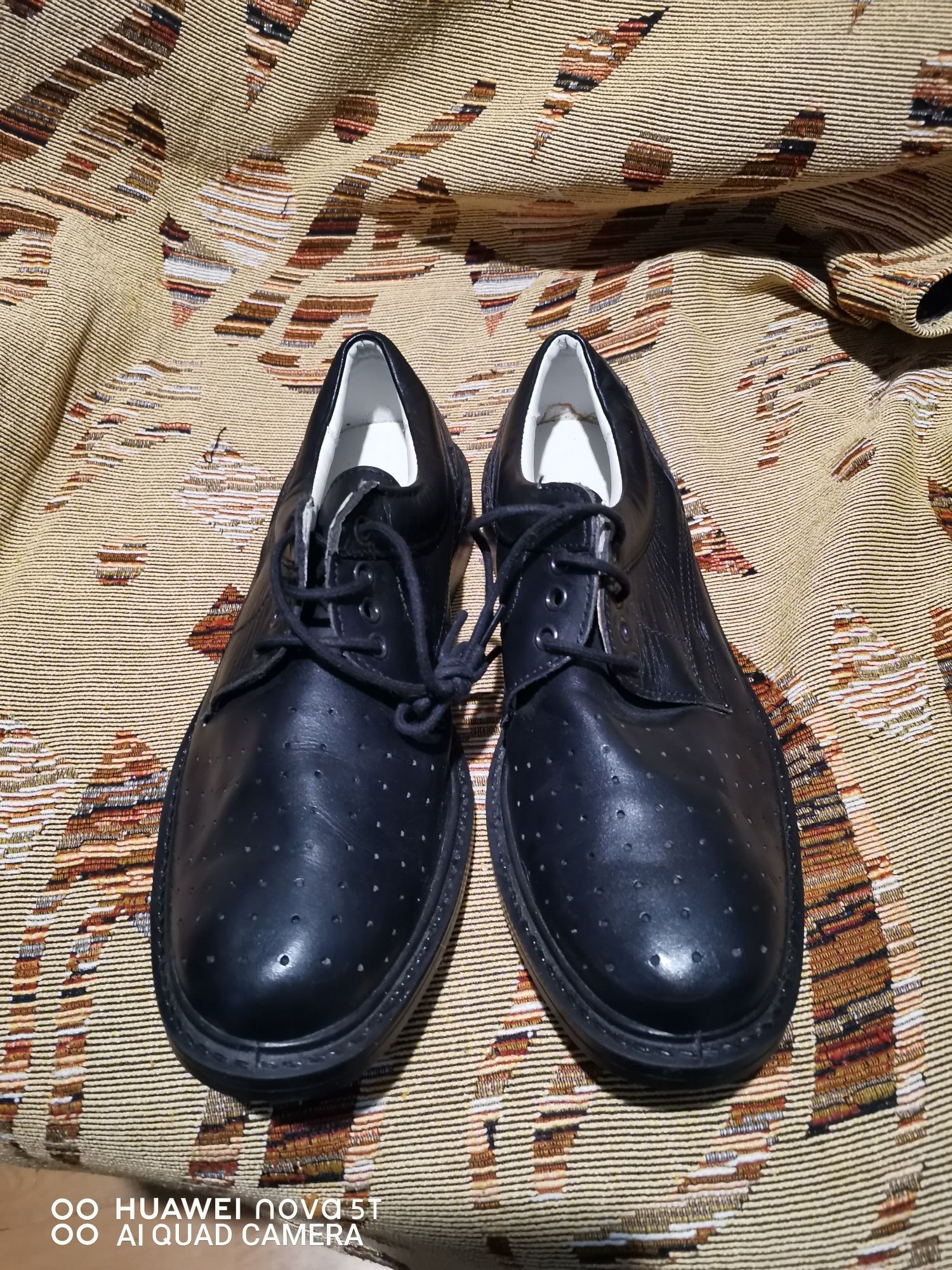Pantofi militari de vara piele neagră model de vară