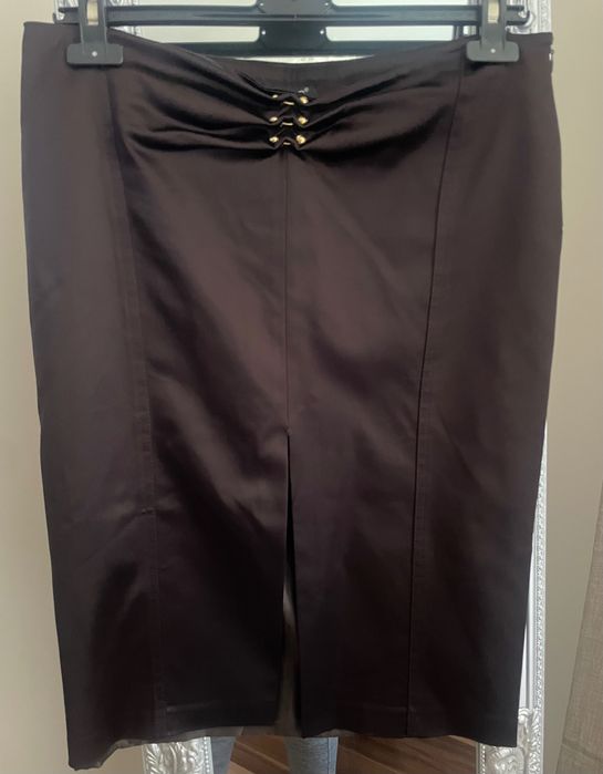 Дамска пола кафяв сатен