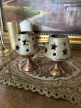A144 Set 2 sfesnice pentru lumanari rotunde stelute alb 300g 12x8cm