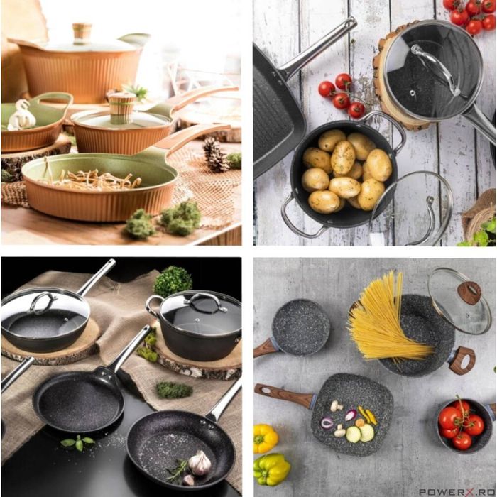 Oala din aluminiu forjat, cu capac, 22cm, 3L, invelis antiaderent si