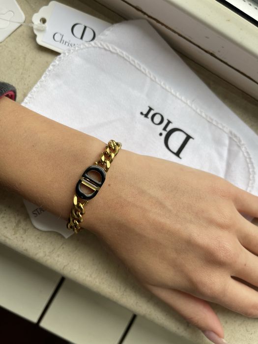 Christian Dior гривна златна черна бяла кристиан диор бижу златиста