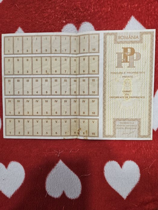 Carnet cu certificate de proprietate ani  90