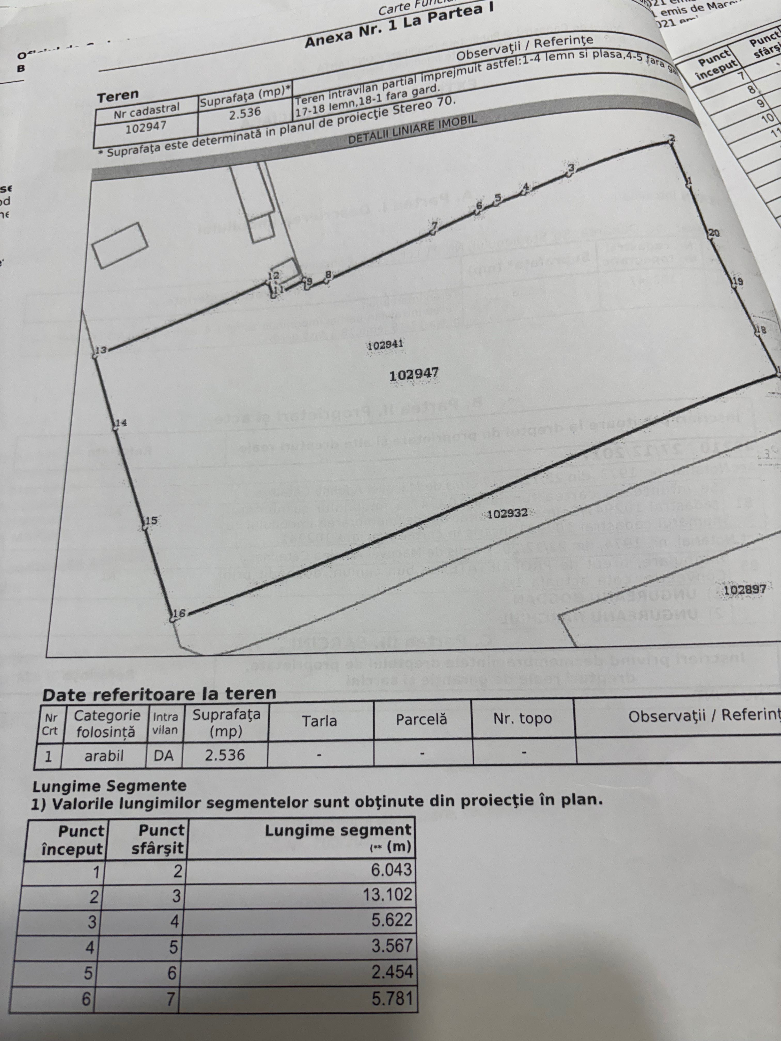Teren de vânzare  sat Dunărea  3 loturi  lotul 1 2536 mp