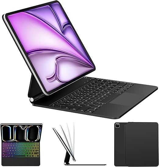Tastatură Nuflaz iPad 13"/12.9", QWERTY ES, cu trackpad, husă