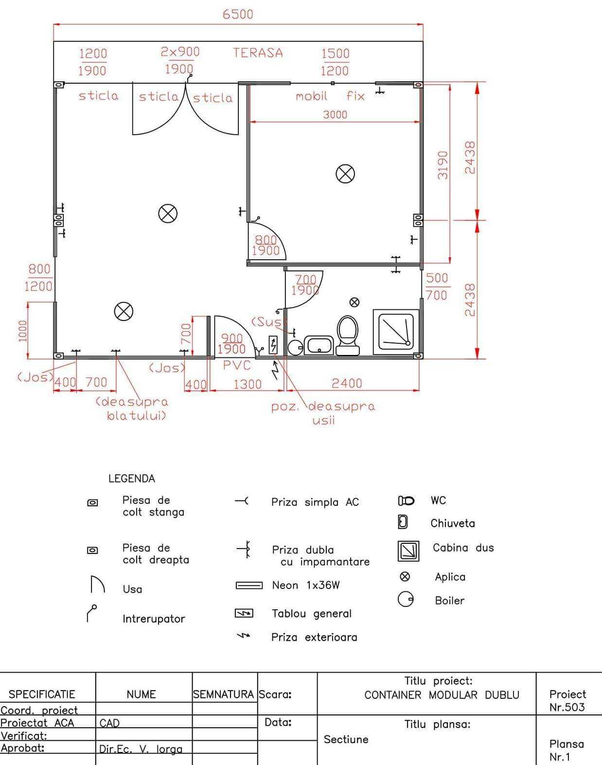 Casa modulara, garaje auto si containere stil birou din panou sandwich