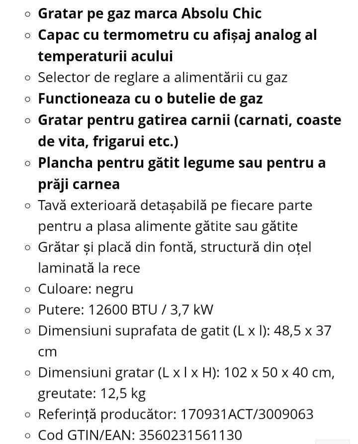 Grătar pe gaz Barbeque , Nou nouț sigilat
